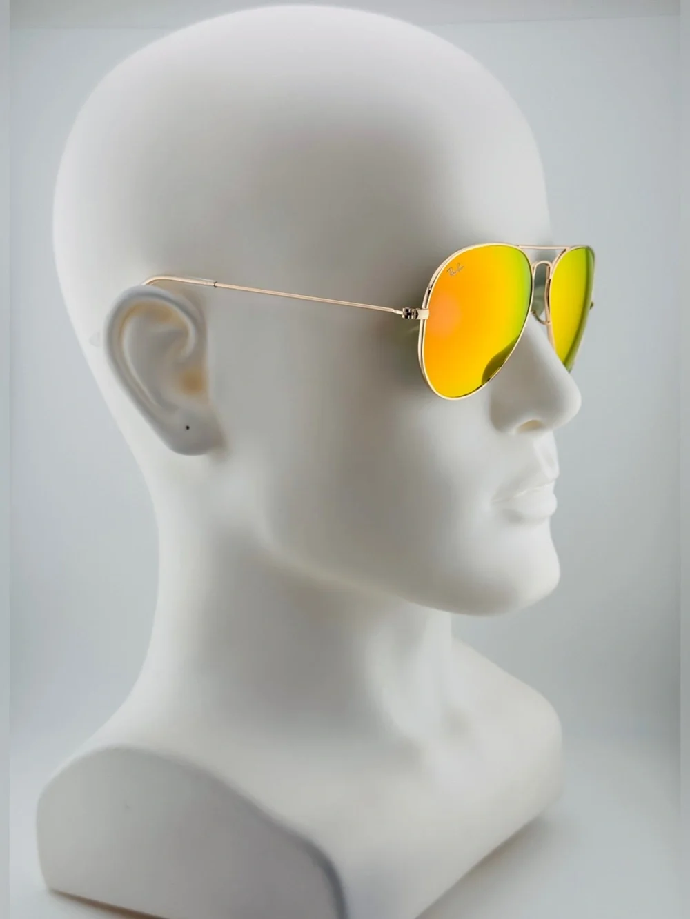 Ray-Ban Aviator Sunglasses Gold Metal Frame Pink/Orange Mirrored  Glass Lenses